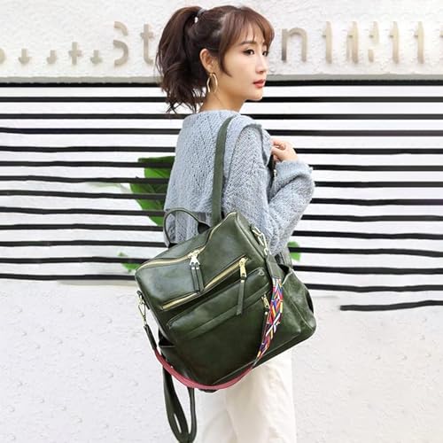 Women's Fashion Backpack Purse for Women Leather Multipurpose Design Ladies Shoulder Bag Travel bag Satchel Handbags - color: Blackish Green