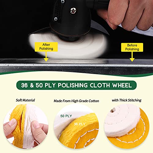 Keadic 8 Pcs 3 Inches Buffing Polishing Wheel Kit 3 pcs Polish Compound, Soft/Fine/Medium/Coarse/Rough Buffer Wheels with 3/8" Arbor Hole Arbor Hole for Bench Grinder - size: 3'' Buffering wheel Kit