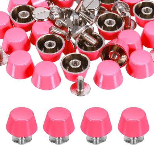 PATIKIL 12mm Screw Back Rivets Stud, 25 Sets Purse Handbag Feet Round Flat Nailhead Flat Head Stud Rivet Spike Leathercraft for DIY Leather Luggage Collar Belt Shoes, Pink - color: Pink, size: 12mm
