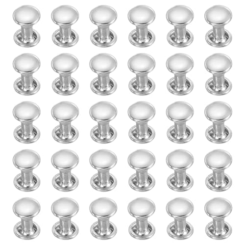 uxcell 100 Sets Double Cap Leather Rivets, 6x8mm Round Cap Metal Studs Rivets for Leather Craft Repair DIY Purse Belts Bags Shoes, Silver - color: Silver, size: 6x8mm