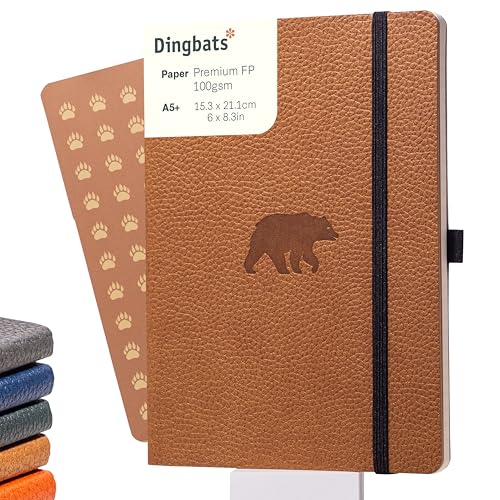Dingbats A5 Wildlife Ruled Notebook Journal - Premium Vegan Leather Softcover Executive Journal for Women & Men - Work, Note Taking, Writing & Travel - color: Brown Bear, style: Lined (Softcover)