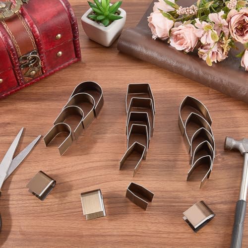 1 Box 18Pcs 18 Styles Leather Belt End Punch Set Stainless Steel Round Pointed Square Special Shape Corner Cutting Punches Tool for DIY Crafting Leatherworking Beginners Experts