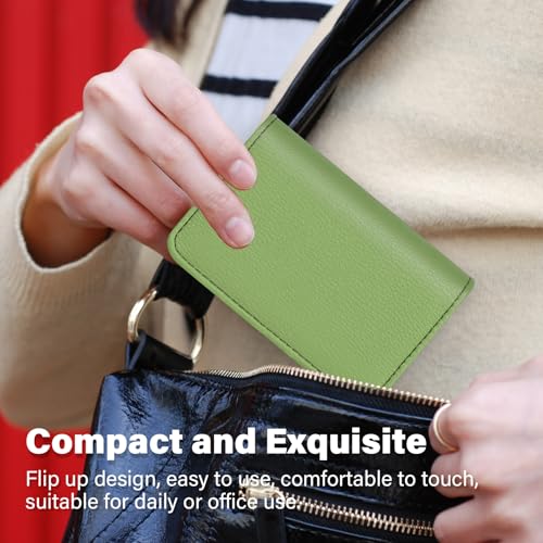 Business Card Holder，PU Leather Business Card Case Color Printing Pattern Card Holder Wallet，Pockets Magnetic Credit Card Holders for Men and Women - Banana Green - color: Banana Green