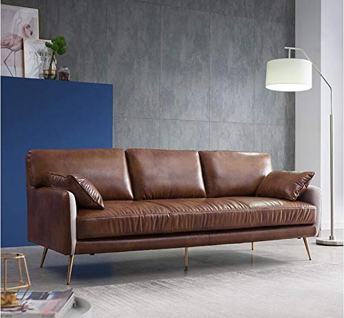 Wento Thick 2 Yard Faux Leather Fabric Soft Skin Grain PU Leather for Furniture Cover Reupholster Sofa Chairs Cushions Vinyl Upholstery (2 Yards, Brown) - color: Brown, size: 2 Yards (54" x 72")