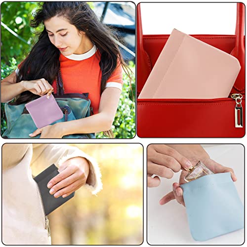 CANIPHA 8pcs Lambskin Pocket Cosmetic Bag, Waterproof Portable Small Makeup Bag No Zipper Self-closing Pouch for Women Mini Travel Storage Cosmetics Headphones Jewelry - color: 8pcs