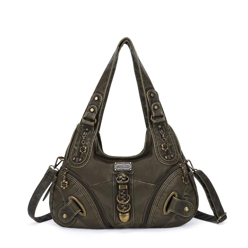 Angelkiss Hobo Purses and handbags for Women Satchel Handbag Women Purses Large Daily Shoulder Bags - color: 801green