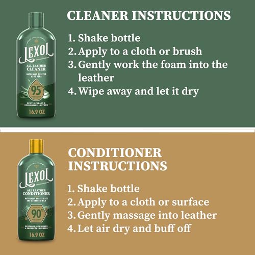 Lexol All Leather Care Kit - 5-Piece Natural Leather Cleaner & Conditioner with Aloe Vera, Bee Milk, Cloths & Brush for Car Seats, Furniture, Jackets, Bags & Boots, Gift for leather lovers - style: Lexol Natural Kit
