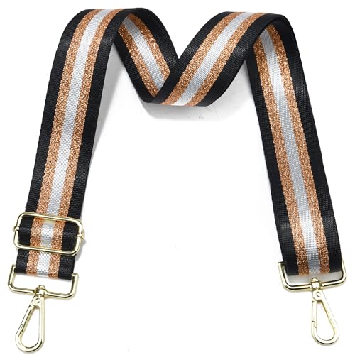 LVYOUME Purse Strap Silver Hardware Wide Bag Straps Replacement Crossbody Adjustable Shoulder Strap for Purses - color: Goldhardware-blackgoldwhite-309
