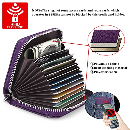 GOIACII Wallets for Women RFID Blocking Ultra Slim Real Leather Credit Card Holder Clutch - color: Z-Purple