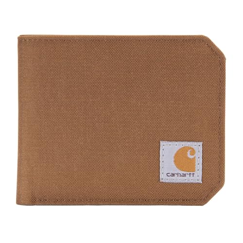 Carhartt Nylon Duck Bifold Wallet Carhartt Brown | Mens 700D, Wallets, RFID-Blocking with Trifold and Front Pocket Options - color: Carhartt Brown (Bifold)