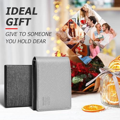 Gostwo RFID Blocking Bifold Wallet for Teen Boys & Men, Credit Card Holder - color: Grey Cros