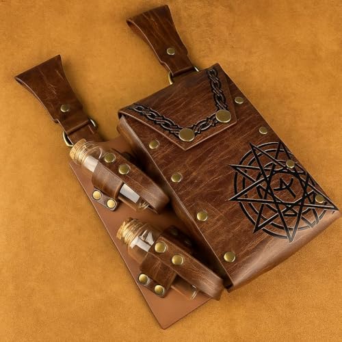 Renaissance Belt Pouch Purse Viking Bracer Hook Halloween Set Medieval Festival Costume Accessory Casual Fanny Pack Waist Bag - color: Pattern Brown