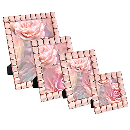 Isaac Jacobs Decorative Sparkling Jewel Picture Frame (4x4, Blush) | Jewel Picture Frame, Photo Display & Home Decor Two-way easel for vertical or horizontal display. Does NOT hang on wall - color: Blush, size: 4x4