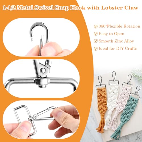 1-1/2 Inch D Ring Swivel Lobster Claw Clasps, 28 Pcs Lobster Claw Swivel Clasps Metal Lobster Lanyard Clasp Keychain Clips Hook for DIY Crafts Keychain Purse Handbag Making(Silver) - color: Silver