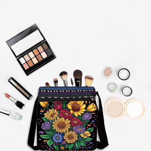 Diamond Painting Crossbody Bag - DIY Diamond Art Kits for Adults, PU Leather Shoulder Bag with Zipper, Flower Pattern Art Bag for Women - color: Flowers 6
