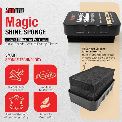 JobSite Instant Express Leather Boot & Shoe Shine Sponge - Black - 2 Pack - color: Black - 2 Pack