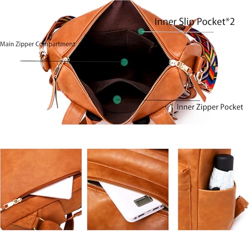 Women's Fashion Backpack Purse for Women Leather Multipurpose Design Ladies Shoulder Bag Travel bag Satchel Handbags - color: Brown-p