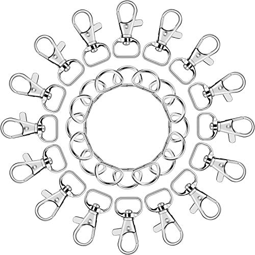 SANNIX 120Pcs Keychain Clip Hooks with D Ring Include 60Pcs Snap Hooks | Swivel Lanyard Clip, and 60Pcs D Ring, for Purse Hardware Sewing Projects (1/2” Inside Width) - color: Silver
