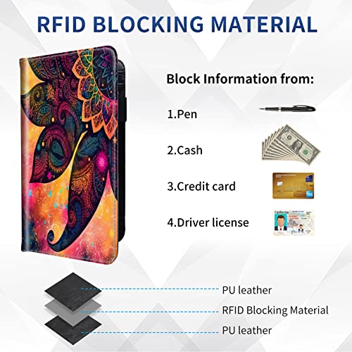 DEGDFSGR Checkbook Cover - Premium Leather Standard Duplicate Register Check Card Book Holder Wallet with RFID Blocking Function for Girl Men Women,Mandala - color: Mandala