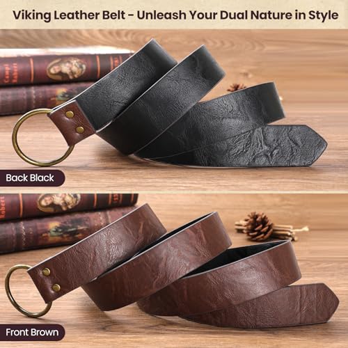 Berenlu Renaissance Accessories, Medieval Belt & Faux Leather Bracers - color: Black