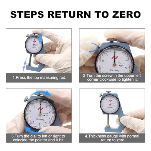 Dial Thickness Gauge 0-20mm Flat Tip Precision Measuring Tool | Precision Reading Indicator Tester, For Leather, Jewelry, Paper, Sheet Metal, Hollow Pipe, Circular Tube, Fabric, Film, Wire - size: 0-20 flat ends