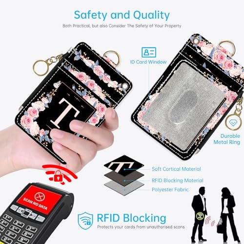 2-in-1 ID Badge Holder & Lanyard Wallet，A-Z Letter T - color: T