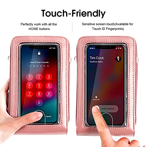 Crossbody Cellphone Purse Women Touch Screen Bag RFID Blocking Wallet Handbag Shoulder Strap - color: Pink-small, size: Small