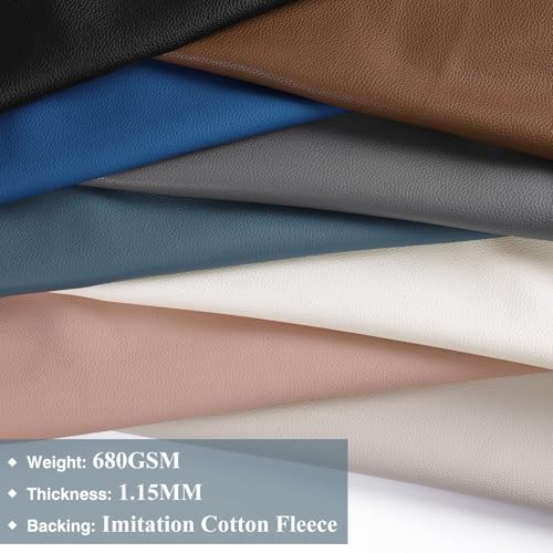 Faux Leather Fabric, 55" W 1.15MM Thicken Marine Vinyl Upholstery Fabric by The Yard Soft Durable Synthetic PU Leather Material for Upholstery Sofa Bags Chairs Sewings DIY Crafts, 15 Yards Grey-Blue - color: Grey-blue, size: 15 Yards