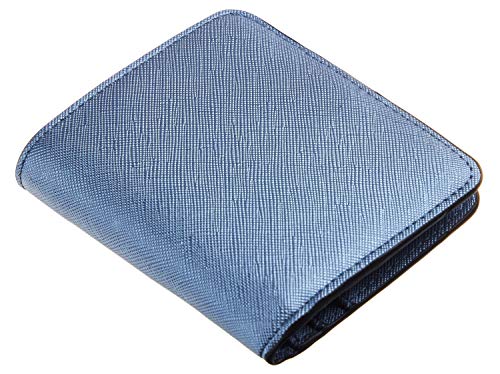 Toughergun Women’s Small Slim Leather Wallet with RFID Protection, Compact Bifold Mini Purse with Clear ID Window - color: CH Blue Gold
