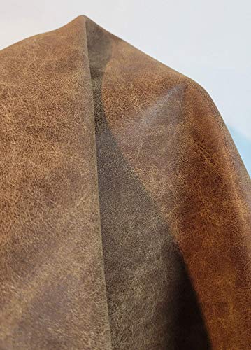 Vegan Faux Leather Synthetic Pleather 0.9 mm Madison 1/2 Yard 18 inch Wide x 54 inch Length Soft Smooth Upholstery Half Yard (18" x 54") (Chestnut Distress) - color: Chestnut Distress