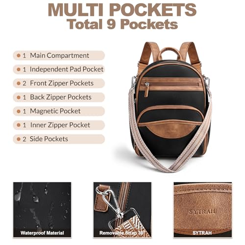 Small Backpack Purse for Women, Mini Daypack Cute for Travel Brown | Small Backpack with RFID Wallet (4 Slots) & 10.2" Tablet Sleeve, 9-Pocket 3-Way Convertible Shoulder Bag, Removable Strap - color: Black Brown