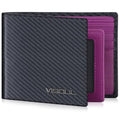 VISOUL Mens Bifold Wallet with 2 ID Windows Carbon Fiber Leather, RFID Blocking Secure Designer Billfold Wallets for Men with Two Cash Compartments (Black+Purple) - color: Black+Purple