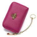 imeetu RFID Credit Card Holder, Small Card Wallet Women, Leather Card Case | Genuine Leather Women's Card & id Cases, Change Coin Purse with Zipper Keychain id Window, 20 Colors & 3 Styles, Daily, Gifts - color: Pro - Fuchsia, size: Pro