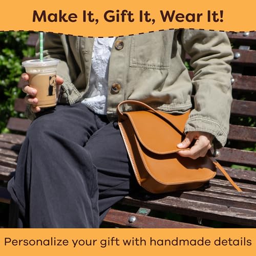 Resparked Leather Medium Tote Bag – Women’s Handbags, Shoulder Bag, Crossbody Purse, Black & Brown Tote Purse for Work, Travel, DIY Leather Crafting Kit Gift Bag - color: Black