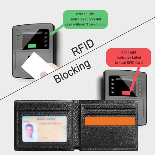 Travelambo Genuine Leather Wallet for Men with Gift Box - Handmade Bifold Stylish - Mens Wallets Rfid Blocking with 2 ID Windows - color: Lychee Black