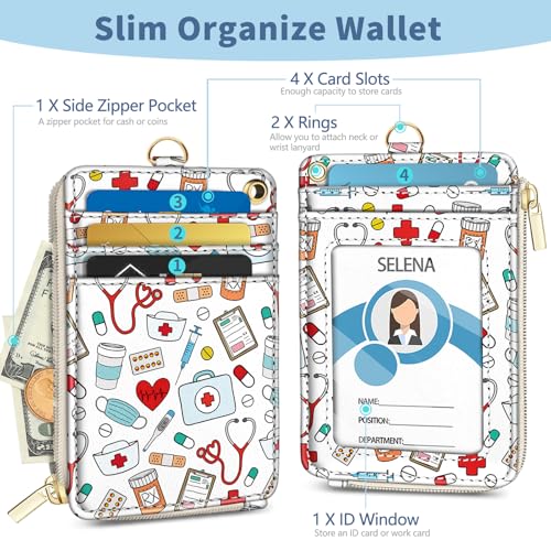 Nurse Lanyard Wallet with Id Badge Holder Keychain for Card Women - color: Nurse