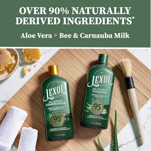 Lexol All Leather Care Kit - 5-Piece Natural Leather Cleaner & Conditioner with Aloe Vera, Bee Milk, Cloths & Brush for Car Seats, Furniture, Jackets, Bags & Boots, Gift for leather lovers - style: Lexol Natural Kit