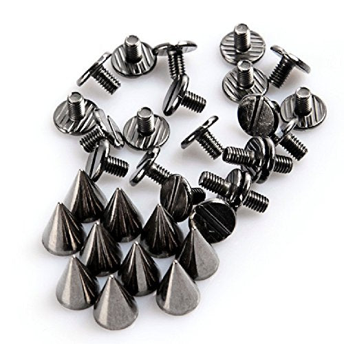 RUBYCA 1000 Sets 10MM Black Gunmetal Color Bullet Cone Spike Stud Metal Screw Back DIY Leather-Craft - color: Black, size: 1000 PCS