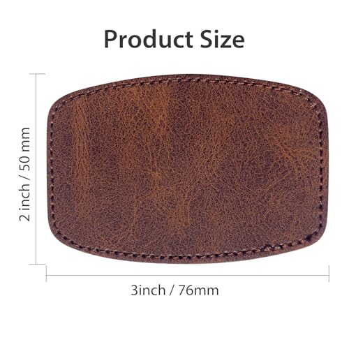 Laser Engraving Leatherette Patchs Iron-on Hat Blank Faux Leather Sheets with Heat Press Adhesive(Rustic Curved Rectangle Cap Leather Accessories/UV Printing Supplies/Chestnut Brown/3 in×2 in/30 Pcs) - color: Chestnut Brown, size: Curved Rectangle
