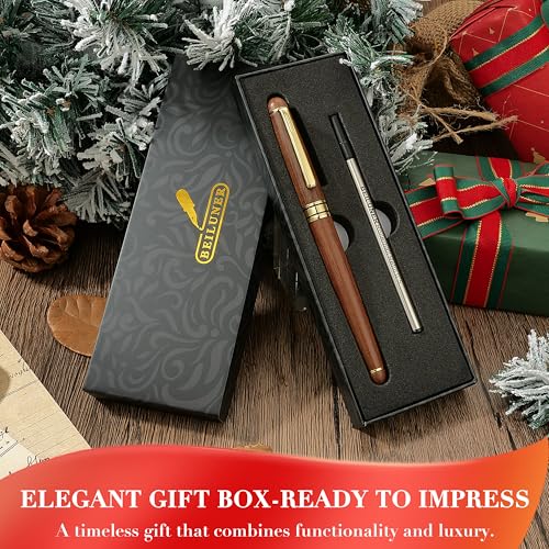 BEILUNER Luxury Personalized Wood Ballpoint Pen Writing Set,Walnut-Elegant Fancy Nice Gift Pen Set for Signature Executive Business Office Supplies - Christmas Gift Boxed with Extra Refills (Black) - color: ,Walnut(Personalized)