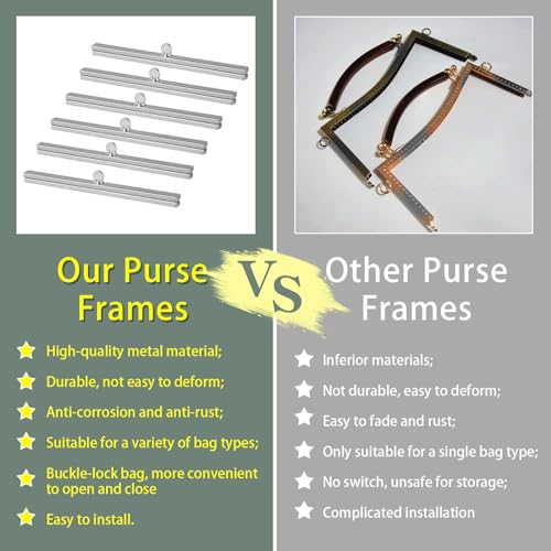 BUTUZE 6pcs Bag Clasps Purse, 4.52inches Metal Purse Frame Kiss Clasp Purse Frame, Purse Clasps for Bag Making, Metal Purse Frame Wallet Clasp, Bag Clasp for Purse Making, Bag Making - color: SILVER