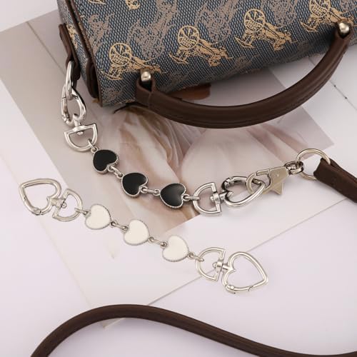 Anbys Silver Purse Extender Chain Bag Extender Chain Purse Strap Extender Bag Chain Charms(Heart White/Black) - color: Silver Heart(Black/White)