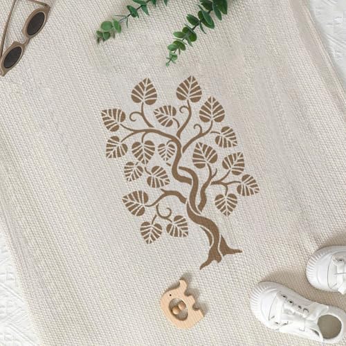 FINGERINSPIRE Abstract Tree Stencils with a Brush 11.7x8.3Inch Curly Tree Painting Stencils Reusable Tree Stencil Plant Themes PET Template for Wood Floor Tile Wall Fabric Furniture DIY - color: Abstract Tree