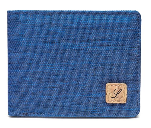 Lanyani Minimalist Fabric Wallet Bifold RFID Blocking - color: Blue