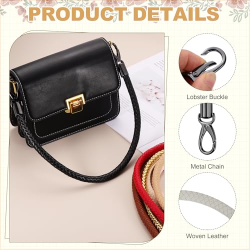 MECCANIXITY Braided Purse Strap, PU Leather Purse Strap Handle Replacement for Handbag Tote Underarm Bag Making - color: Light Gray