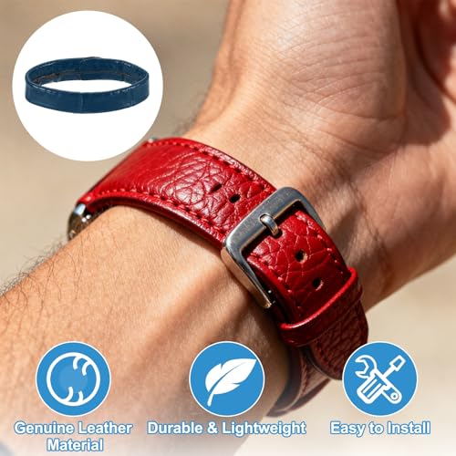 HARFINGTON Leather Watch Band Loops Replacement Watch Strap Holder Retainer Wristwatch Strap Fastener Rings for Wristband - color: Blue, size: 24mm