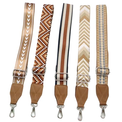 Adjustable Purse Strap with Brown Leather End - 1.5" Wide Handbags, Camera, Guitar, Phone & Crossbody Bag Replacement Shoulder Straps(Silver Hardware) - color: Brown Strap-Silver hook-T502