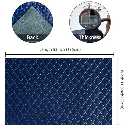 Diamond Quilted Pattern Artificial Faux Leather 11.8x53inch (30x135cm) Super Soft Craft Supplies Synthetic Leather DIY Hair Bows, Handbags and Craft Supplies (Dark Blue) - color: Dark Blue