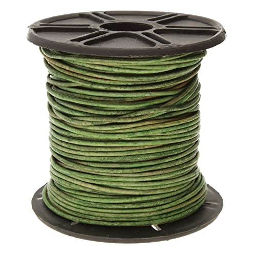 The Beadsmith Leather Cord –Dyed Antique Dark Green– 1mm Spool – 25 Yards/22.86 Meters – Indian Leather Thong Ideal for Braiding, Beading, Necklaces, Fine Lacing, Hair Accessories & DIY Jewelry Making - size: 1mm, style: Dyed Antique Dark Green – 25 Yards