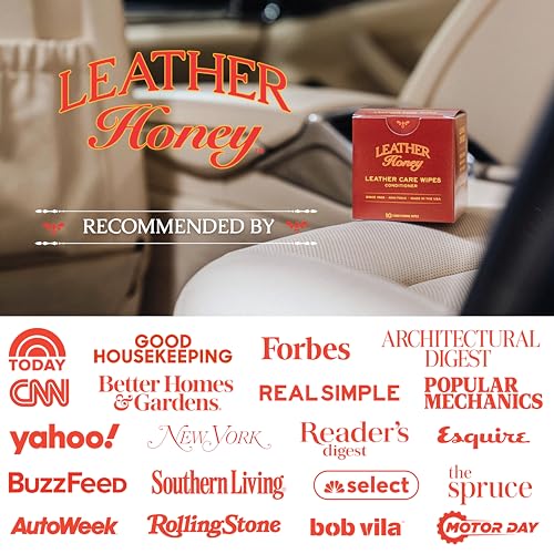 Leather Honey Conditioner Wipes – Restore Leather On-The-Go, 10 Wipes | Non-toxic, trusted since 1968 & made in the USA. Protect & condition any color leather – couches, car seats, shoes & bags. - style: Conditioner
